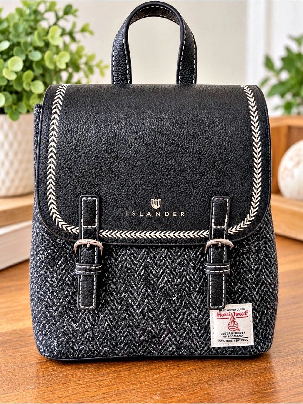Islander Mini Jura Harris Tweed Backpack Black Grey Scotland